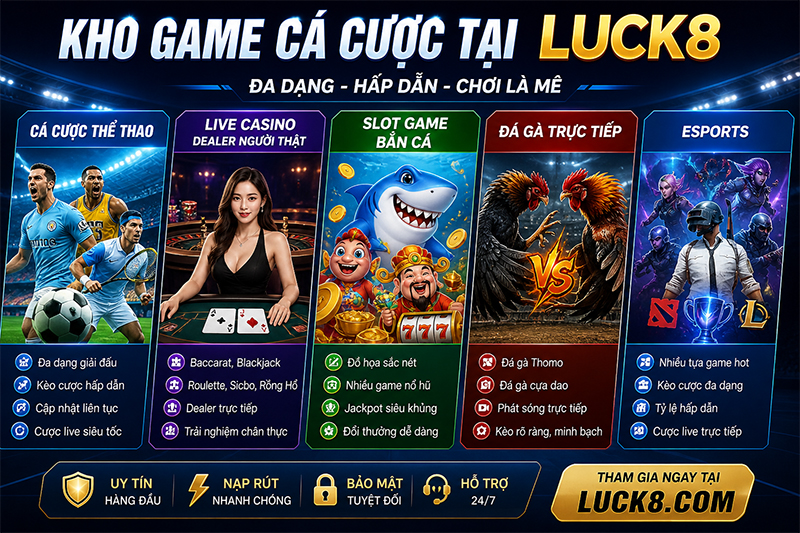 Kho game hấp dẫn hàng đầu của Luck8
